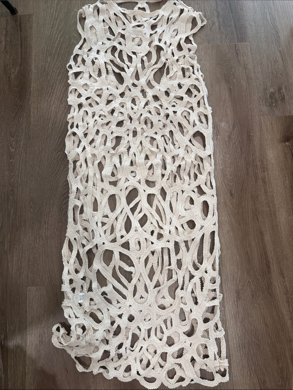 Zara Cream Crochet Cutout Maxi Dress